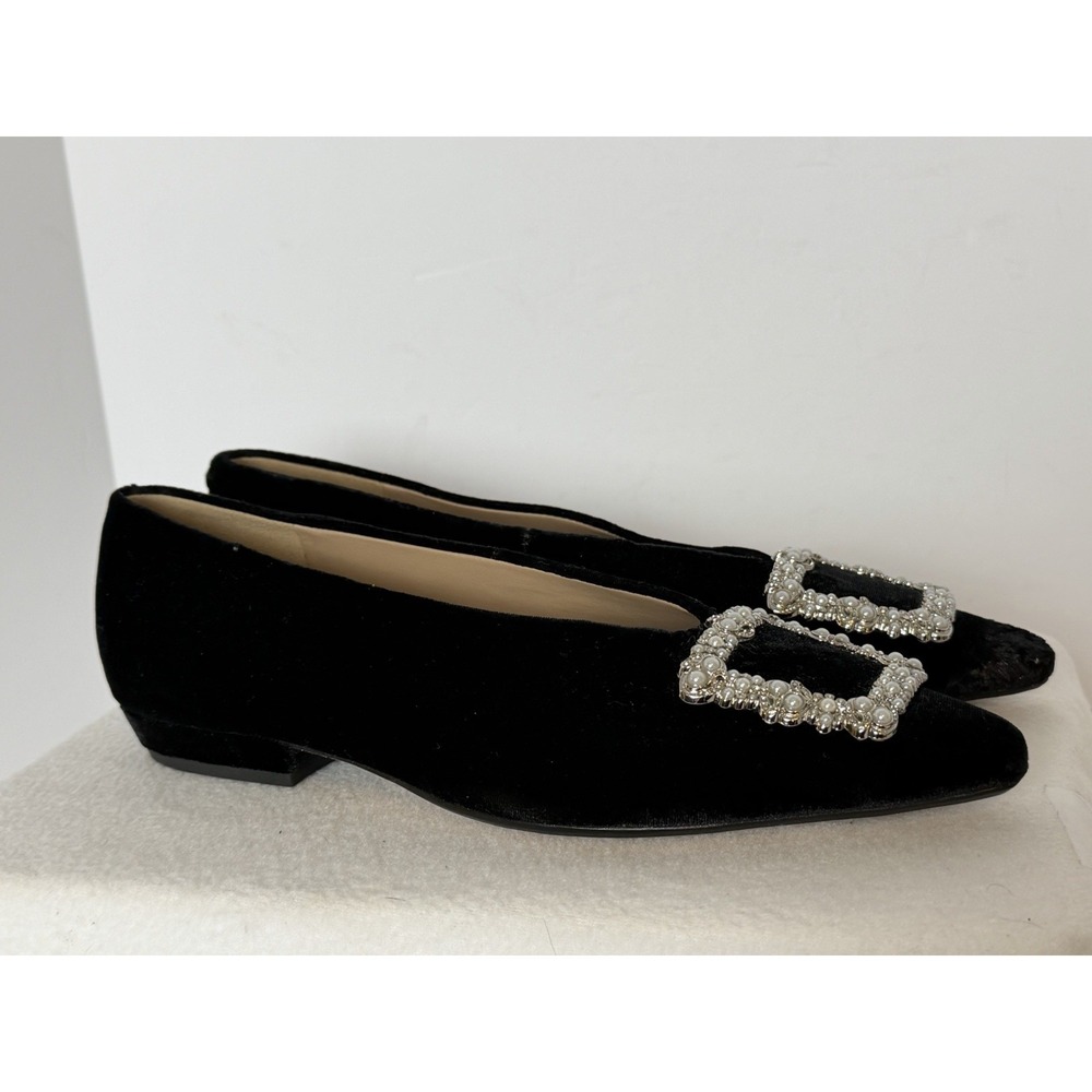 Sam Edelman Janina Dress Flats Velvet Pearls Luster Pointed Toe Flats Shoes Sz 9